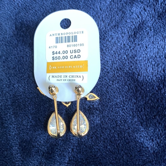 🌷ANTHROPOLOGIE CZ TEARDROP EARRINGS🌷 - Picture 3 of 4